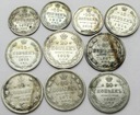 Rosja LOT 10 x 10 15 20 Kopiejek INWESTYCJA SREBRO