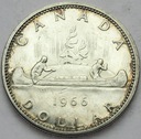Kanada 1 dolar 1966 Canoe kanu SREBRO