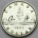 Kanada 1 Dolar Dollar 1959 Kanu Canoe SREBRO
