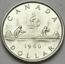 Kanada 1 Dolar Dollar 1960 Kanu Canoe SREBRO
