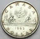 Kanada 1 Dolar Dollar 1963 Kanu Canoe SREBRO