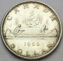 Kanada 1 Dolar Dollar 1966 Kanu Canoe SREBRO