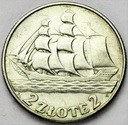2 zł złote 1936 Żaglowiec Żaglówka Statek SREBRO