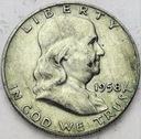 USA 1/2 dolara 1958 Half Dollar Franklin SREBRO