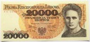 1989 20000 20.000 zł złotych Skłodowska seria AK