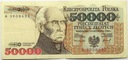 1993 50000 zł złotych Staszic seria A JEDNOLITERO.