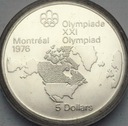 Kanada 5 Dolarów SREBRO 1976 Montreal