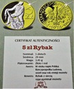 Złote Lata PRL 5 zł Rybak, Platerowanie Złoto Rod