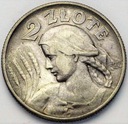 2 zł złote 1925 Kobieta i kłosy żniwiarka kropka