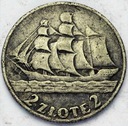 2 zł złote 1936 Żaglowiec Żaglówka Statek SREBRO