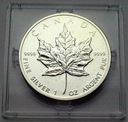 Kanada 1989 1 oz UNCJA SREBRO Liść Klonowy Klonu