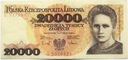 1989 20000 20.000 zł złotych Skłodowska seria G
