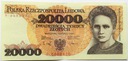 1989 20000 20.000 zł złotych Skłodowska seria P