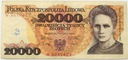 1989 20000 20.000 zł złotych Skłodowska seria W