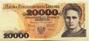 1989 20000 20.000 zł złotych Skłodowska seria P