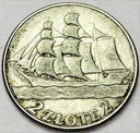 2 zł złote 1936 Żaglowiec Żaglówka Statek SREBRO