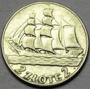 2 zł złote 1936 Żaglowiec Żaglówka Statek SREBRO