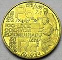 2 zł złote 1998 Skłodowska Polon i rad