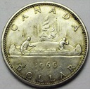 Kanada 1 Dolar Dollar 1966 Kanu, Canoe SREBRO