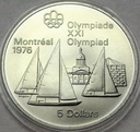 Kanada 5 Dolarów 1973 Montreal Żaglówki SREBRO