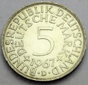 Niemcy 5 Marek, Mark 1967 SREBRO