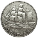5 zł złotych 1936 Żaglowiec Żaglówka Statek