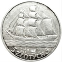 5 zł złotych 1936 Żaglowiec Żaglówka Statek