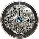 Niue Miesiące 1 Dolar Marzec SREBRO