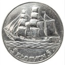 5 zł złotych 1936 Żaglowiec Żaglówka Statek