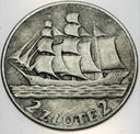 2 złote 1936 Żaglowiec Żaglówka Statek SREBRO