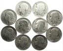 LOT 10 x 5 zł Głowa Kobiety INWESTYCJA SREBRO