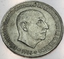 Hiszpania 100 Ptas Pesetas 1966, Srebro