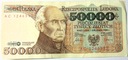 1989 50000 zł złotych Staszic seria AC
