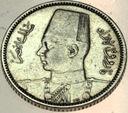 Egipt 10 piastrów qirsh 1937 Faruk SREBRO