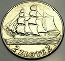 2 zł złote 1936 Żaglowiec Żaglówka Statek SREBRO