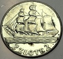 2 zł złote 1936 Żaglowiec Żaglówka Statek SREBRO