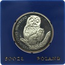 500 zł złotych 1986 Sowa Ochrona Środowiska SREBRO