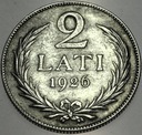 Łotwa 2 Łaty Lati 1926 SREBRO