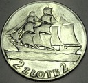 2 zł złote 1936 Żaglowiec Żaglówka Statek SREBRO