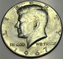 USA 1/2 Dolara 1967 Half Dollar Liberty JFK John F Kennedy SREBRO
