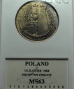 10 zł złotych 1964 Kazimierz Wielki WKLĘSŁY MENNICZY MS63