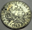 Francja 5 franków francs 1963 SREBRO