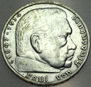 Niemcy 5 Marek Reichsmark 1937 J Hindenburg SREBRO