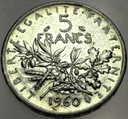 Francja 5 franków francs 1960 SREBRO