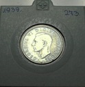Anglia UK 1 szyling shilling 1939 Jerzy VI George VI SREBRO