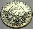 Francja 5 franków francs 1960 SREBRO