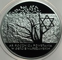 20 zł złotych 2008 Getto 65 rocznica Powstania w Getcie Warszawskim SREBRO