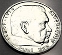 Niemcy 5 Marek 1938 F Hindenburg SREBRO