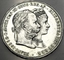 Austria 2 floreny, guldeny, 1879 Srebrna rocznica ślubu RZADKA