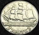 2 zł złote 1936 Żaglowiec Żaglówka Statek SREBRO